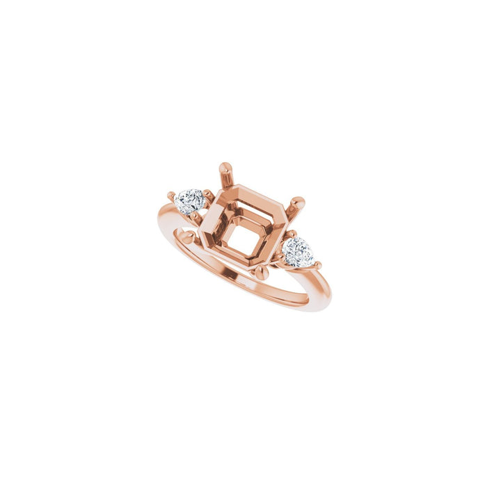 14K Rose Gold 9 x 9 mm Asscher 1/4 CTW Lab-Grown Diamond Semi-Set Engagement Ring