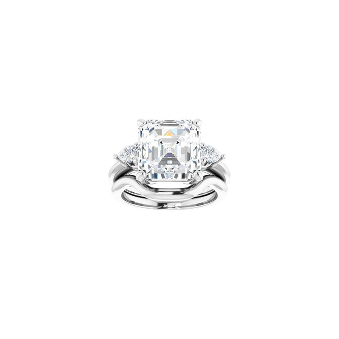 Platinum 10 x 10 mm Asscher 1/4 CTW Lab-Grown Diamond Semi-Set Engagement Ring