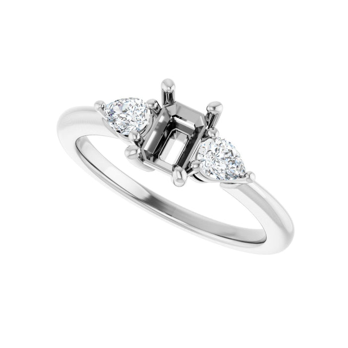 14K White Gold 6 x 4 mm Emerald 1/4 CTW Lab-Grown Diamond Semi-Set Engagement Ring