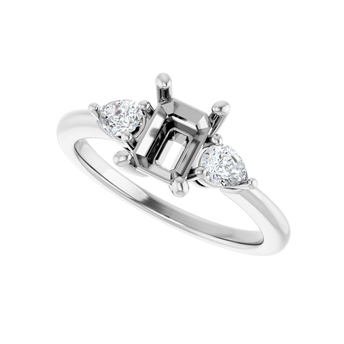 14K White Gold 7 x 5 mm Emerald 1/4 CTW Lab-Grown Diamond Semi-Set Engagement Ring