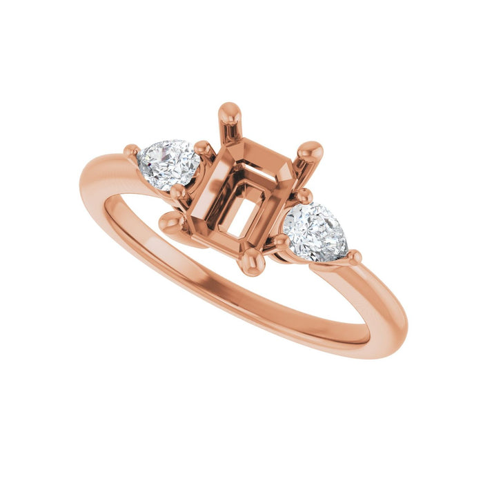 14K Rose Gold 7 x 5 mm Emerald 1/4 CTW Lab-Grown Diamond Semi-Set Engagement Ring