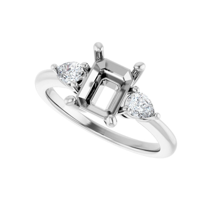 14K White Gold 8 x 6 mm Emerald 1/4 CTW Lab-Grown Diamond Semi-Set Engagement Ring
