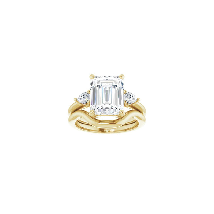 14K Yellow Gold 10 x 8 mm Emerald 1/4 CTW Lab-Grown Diamond Semi-Set Engagement Ring