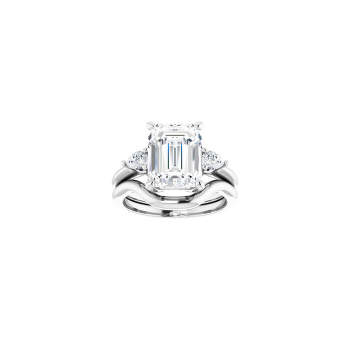 Platinum 10 x 8 mm Emerald 1/4 CTW Lab-Grown Diamond Semi-Set Engagement Ring