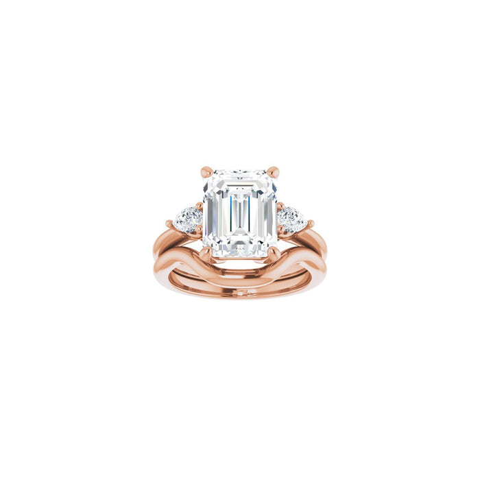 14K Rose Gold 10 x 8 mm Emerald 1/4 CTW Lab-Grown Diamond Semi-Set Engagement Ring