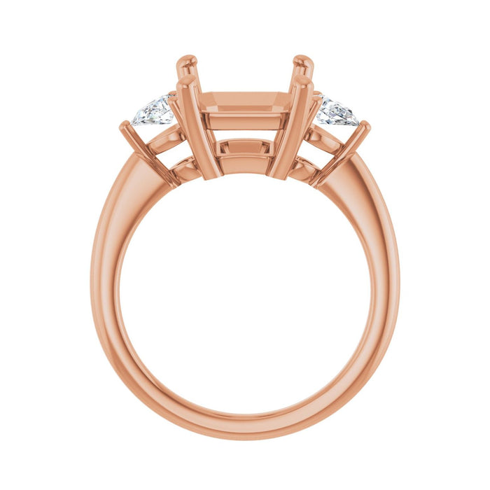 14K Rose Gold 11 x 9 mm Emerald 1/4 CTW Lab-Grown Diamond Semi-Set Engagement Ring