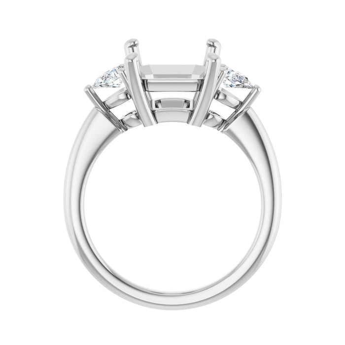 Platinum 11 x 9 mm Emerald 1/4 CTW Lab-Grown Diamond Semi-Set Engagement Ring