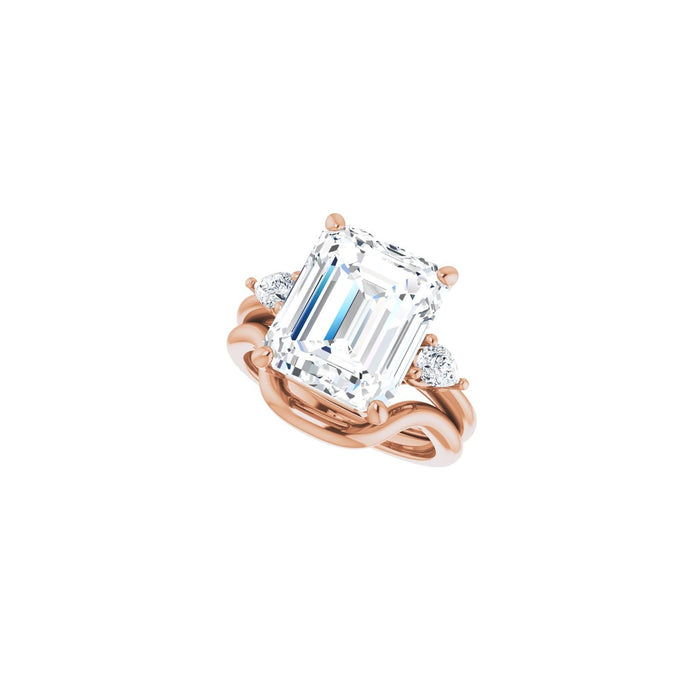 14K Rose Gold 12 x 10 mm Emerald 1/4 CTW Lab-Grown Diamond Semi-Set Engagement Ring