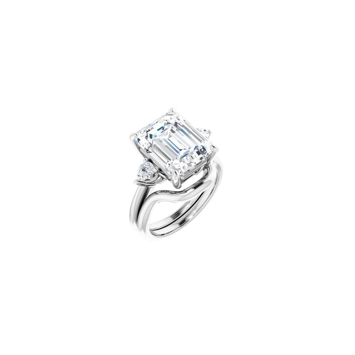 Platinum 12 x 10 mm Emerald 1/4 CTW Lab-Grown Diamond Semi-Set Engagement Ring