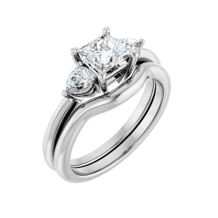 14K White Gold 5 x 5 mm Square 1/4 CTW Lab-Grown Diamond Semi-Set Engagement Ring