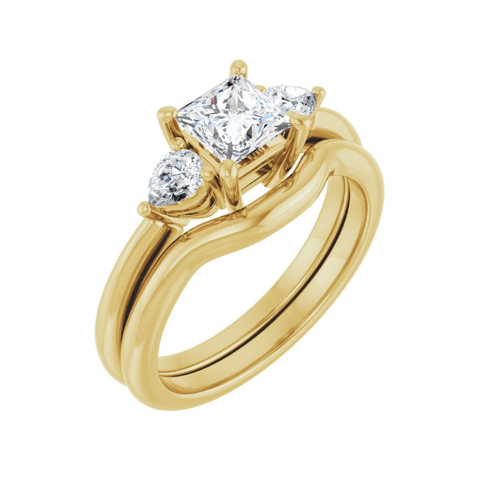 14K Yellow Gold 5 x 5 mm Square 1/4 CTW Lab-Grown Diamond Semi-Set Engagement Ring