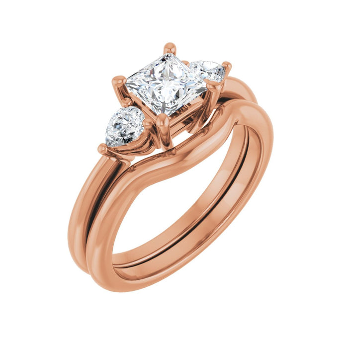 14K Rose Gold 5 x 5 mm Square 1/4 CTW Lab-Grown Diamond Semi-Set Engagement Ring