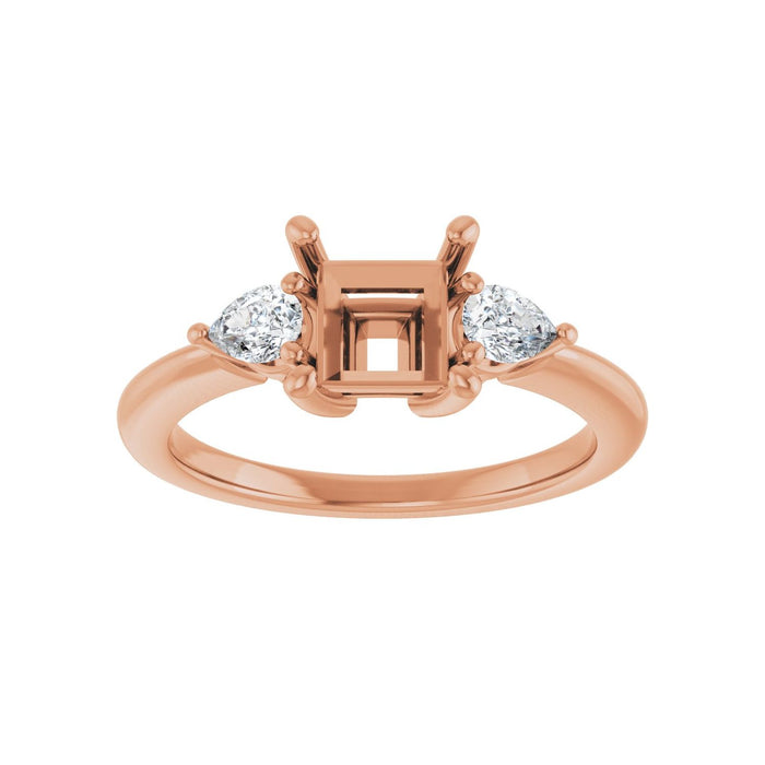 14K Rose Gold 5.5 x 5.5 mm Square 1/4 CTW Lab-Grown Diamond Semi-Set Engagement Ring