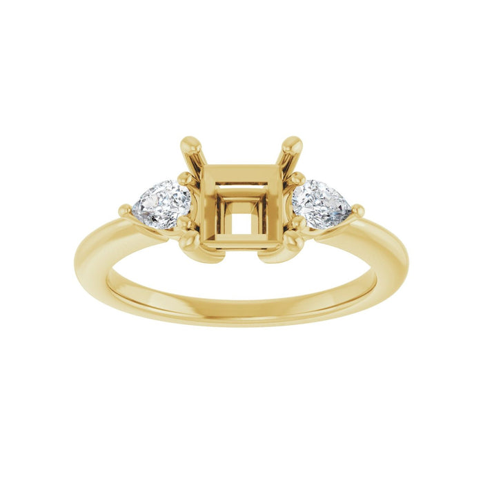 14K Yellow Gold 5.5 x 5.5 mm Square 1/4 CTW Lab-Grown Diamond Semi-Set Engagement Ring