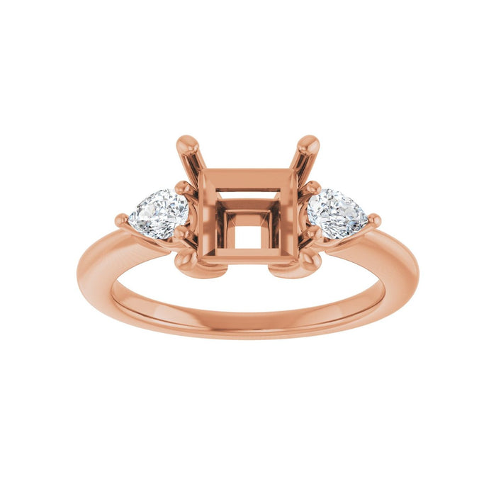 14K Rose Gold 6.5 x 6.5 mm Square 1/4 CTW Lab-Grown Diamond Semi-Set Engagement Ring