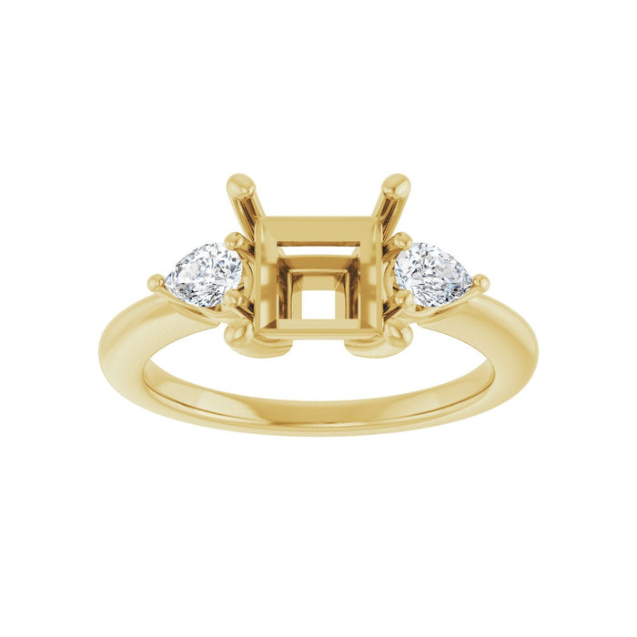 14K Yellow Gold 6.5 x 6.5 mm Square 1/4 CTW Lab-Grown Diamond Semi-Set Engagement Ring