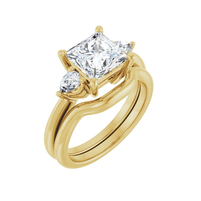14K Yellow Gold 7 x 7 mm Square 1/4 CTW Lab-Grown Diamond Semi-Set Engagement Ring