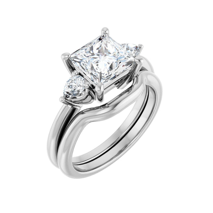 14K White Gold 7 x 7 mm Square 1/4 CTW Lab-Grown Diamond Semi-Set Engagement Ring