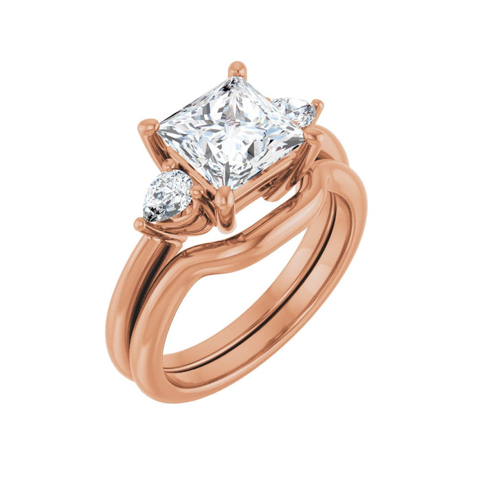 14K Rose Gold 7 x 7 mm Square 1/4 CTW Lab-Grown Diamond Semi-Set Engagement Ring