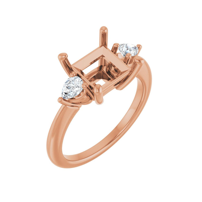 14K Rose Gold 7.5 x 7.5 mm Square 1/4 CTW Lab-Grown Diamond Semi-Set Engagement Ring
