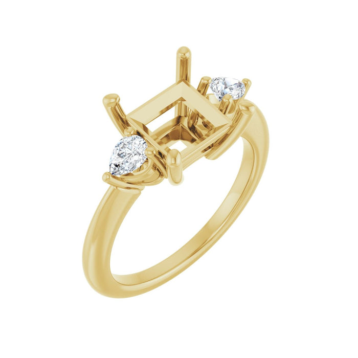 14K Yellow Gold 7.5 x 7.5 mm Square 1/4 CTW Lab-Grown Diamond Semi-Set Engagement Ring