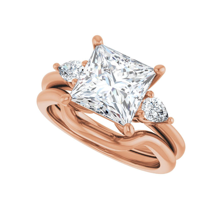 14K Rose Gold 8 x 8 mm Square 1/4 CTW Lab-Grown Diamond Semi-Set Engagement Ring
