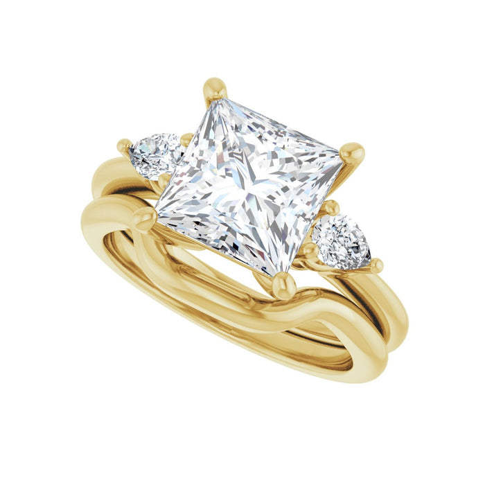 14K Yellow Gold 8 x 8 mm Square 1/4 CTW Lab-Grown Diamond Semi-Set Engagement Ring