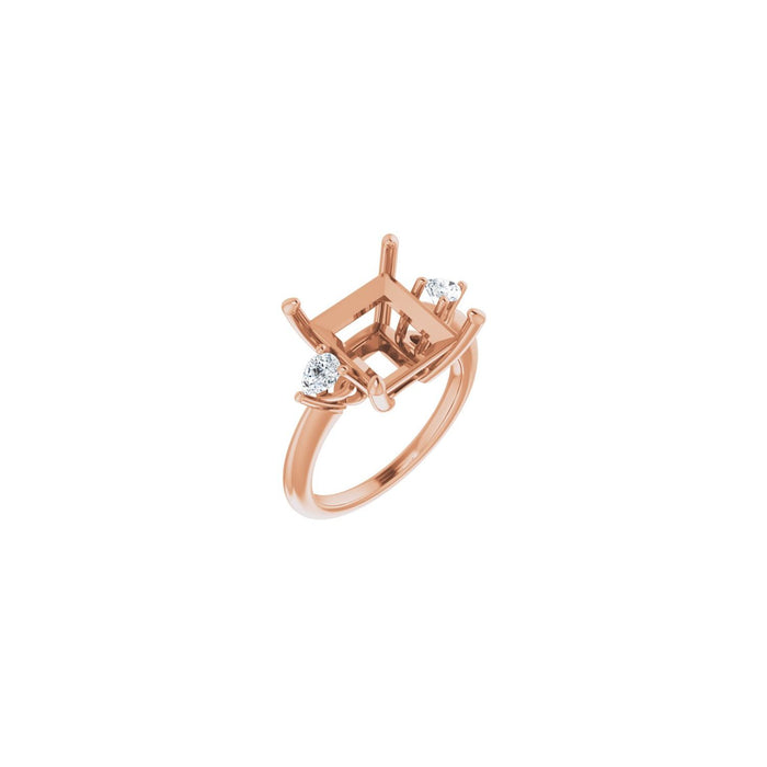 14K Rose Gold 10 x 10 mm Square 1/4 CTW Lab-Grown Diamond Semi-Set Engagement Ring