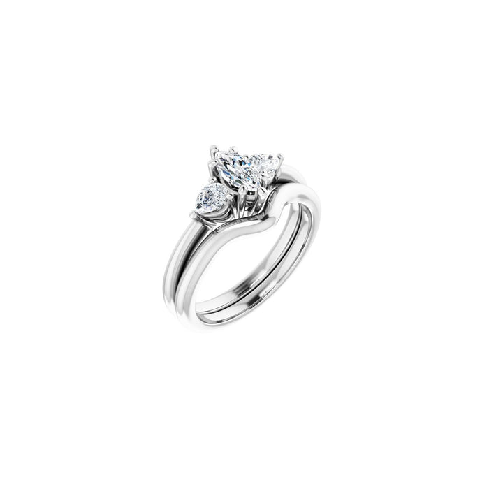 Platinum 7 x 3.5 mm Marquise 1/4 CTW Lab-Grown Diamond Semi-Set Engagement Ring