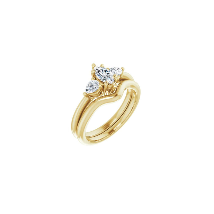 14K Yellow Gold 7 x 3.5 mm Marquise 1/4 CTW Lab-Grown Diamond Semi-Set Engagement Ring