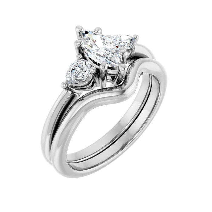 Platinum 8 x 4 mm Marquise 1/4 CTW Lab-Grown Diamond Semi-Set Engagement Ring
