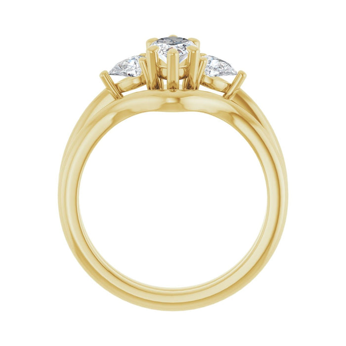 14K Yellow Gold 9 x 4.5 mm Marquise 1/4 CTW Lab-Grown Diamond Semi-Set Engagement Ring