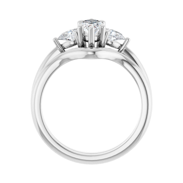 Platinum 9 x 4.5 mm Marquise 1/4 CTW Lab-Grown Diamond Semi-Set Engagement Ring