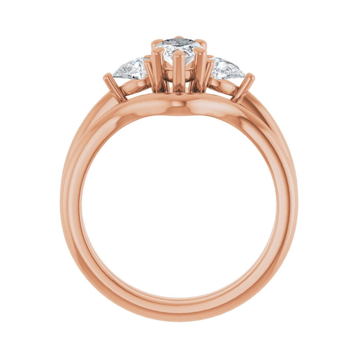 14K Rose Gold 9 x 4.5 mm Marquise 1/4 CTW Lab-Grown Diamond Semi-Set Engagement Ring