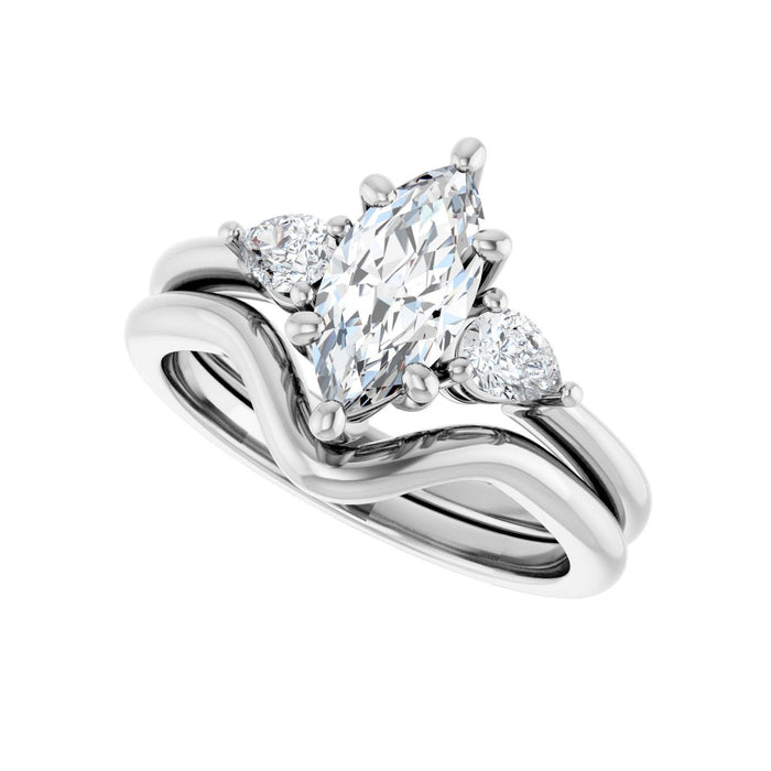 Platinum 10 x 5 mm Marquise 1/4 CTW Lab-Grown Diamond Semi-Set Engagement Ring