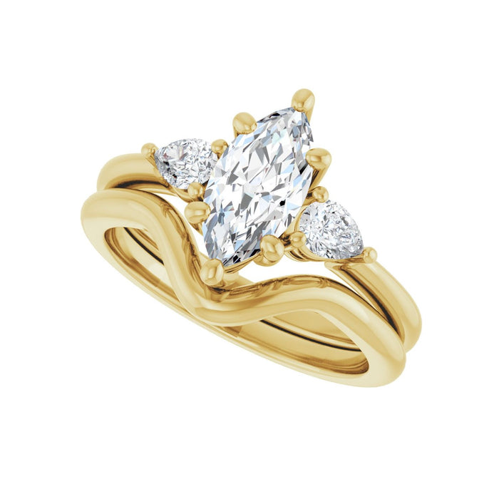 14K Yellow Gold 10 x 5 mm Marquise 1/4 CTW Lab-Grown Diamond Semi-Set Engagement Ring