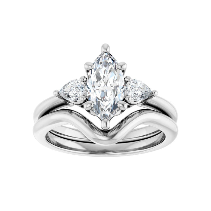 Platinum 10 x 5 mm Marquise 1/4 CTW Lab-Grown Diamond Semi-Set Engagement Ring