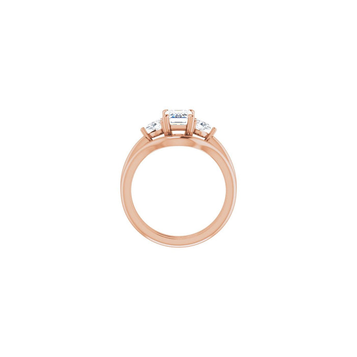 14K Rose Gold 7 x 5 mm Emerald 1/4 CTW Lab-Grown Diamond Semi-Set Engagement Ring