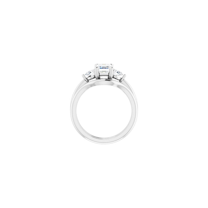 Platinum 7 x 5 mm Emerald 1/4 CTW Lab-Grown Diamond Semi-Set Engagement Ring