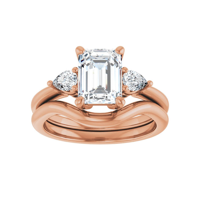 14K Rose Gold 8 x 6 mm Emerald 1/4 CTW Lab-Grown Diamond Semi-Set Engagement Ring