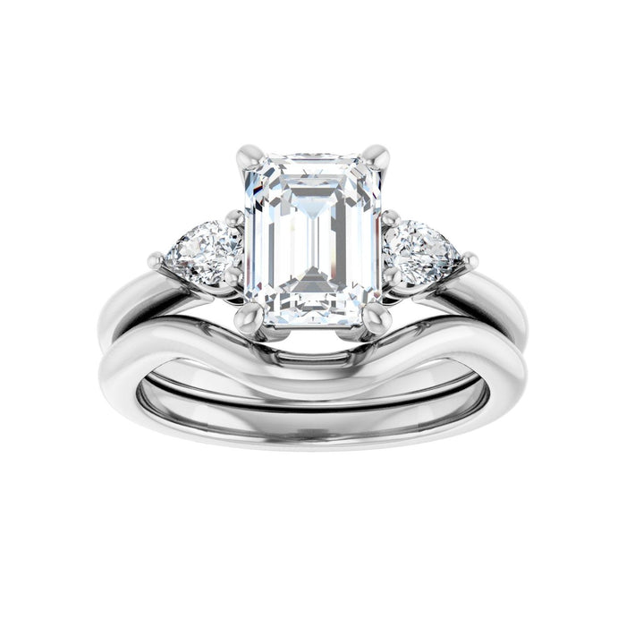 14K White Gold 8 x 6 mm Emerald 1/4 CTW Lab-Grown Diamond Semi-Set Engagement Ring