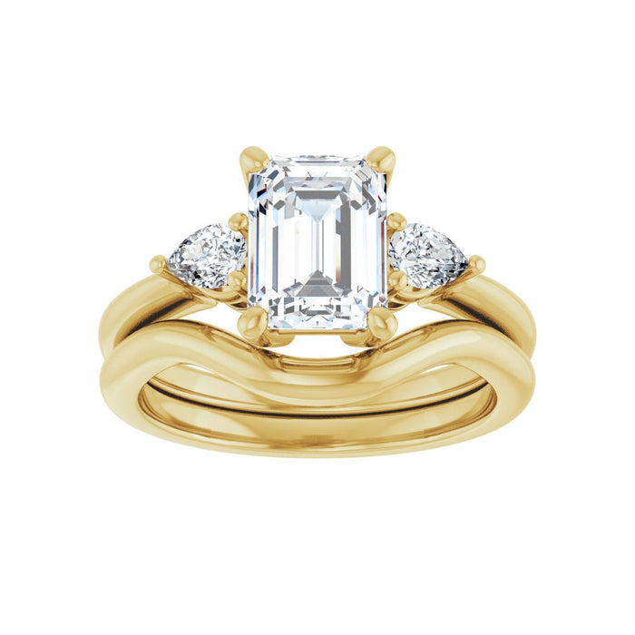 14K Yellow Gold 8 x 6 mm Emerald 1/4 CTW Lab-Grown Diamond Semi-Set Engagement Ring