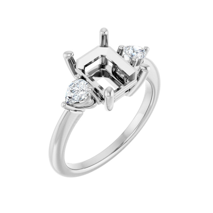 14K White Gold 9 x 7 mm Emerald 1/4 CTW Lab-Grown Diamond Semi-Set Engagement Ring