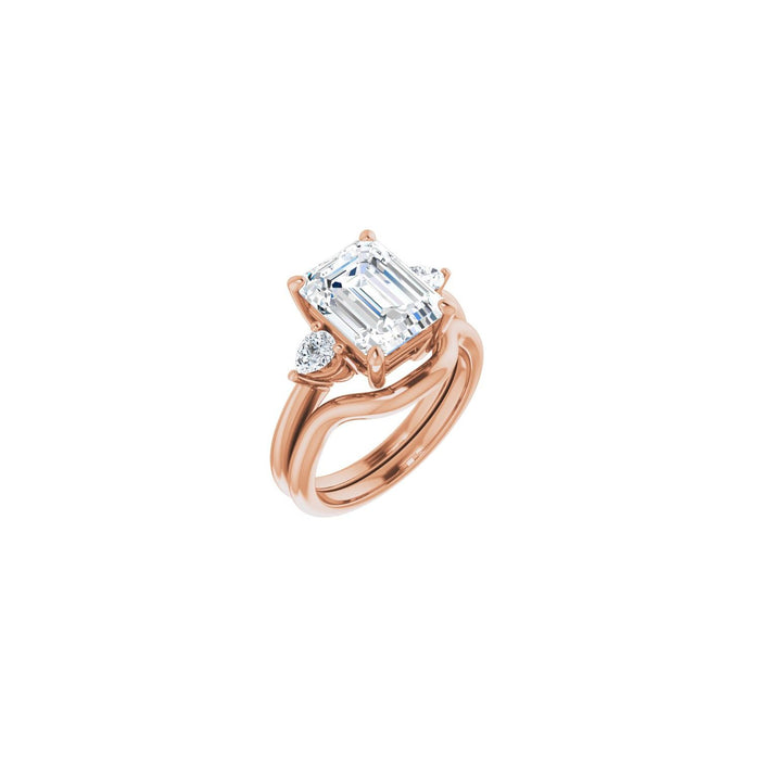 14K Rose Gold 10 x 8 mm Emerald 1/4 CTW Lab-Grown Diamond Semi-Set Engagement Ring
