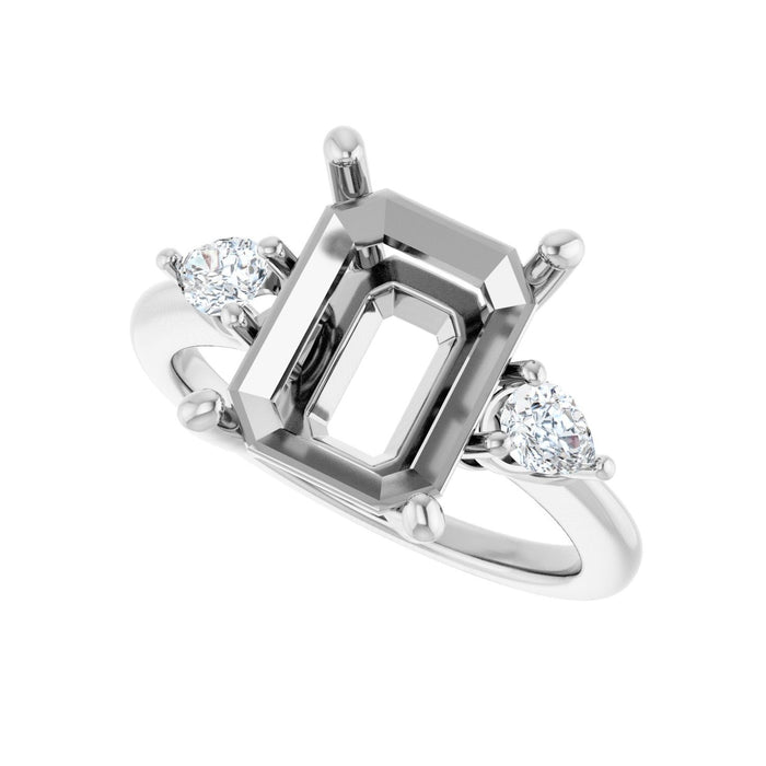 Platinum 11 x 9 mm Emerald 1/4 CTW Lab-Grown Diamond Semi-Set Engagement Ring