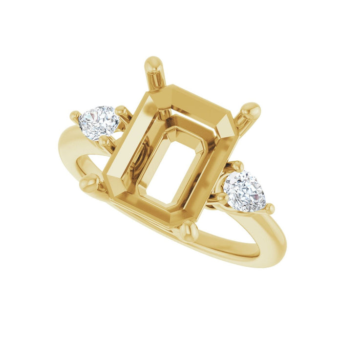 14K Yellow Gold 11 x 9 mm Emerald 1/4 CTW Lab-Grown Diamond Semi-Set Engagement Ring