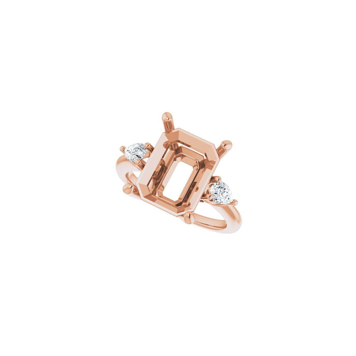 14K Rose Gold 12 x 10 mm Emerald 1/4 CTW Lab-Grown Diamond Semi-Set Engagement Ring