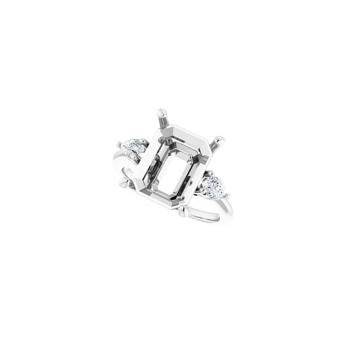 14K White Gold 12 x 10 mm Emerald 1/4 CTW Lab-Grown Diamond Semi-Set Engagement Ring