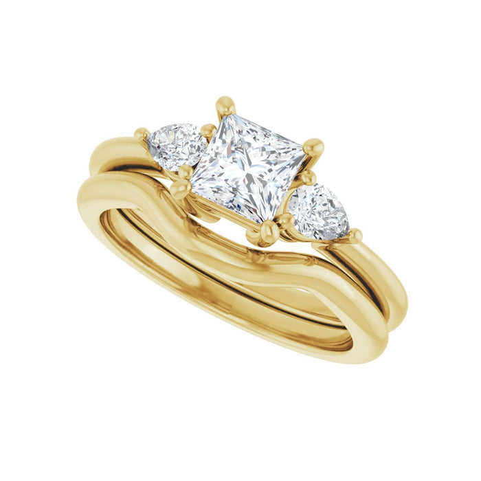 14K Yellow Gold 5 x 5 mm Square 1/4 CTW Lab-Grown Diamond Semi-Set Engagement Ring