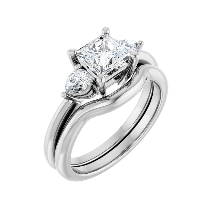 Platinum 5.5 x 5.5 mm Square 1/4 CTW Lab-Grown Diamond Semi-Set Engagement Ring